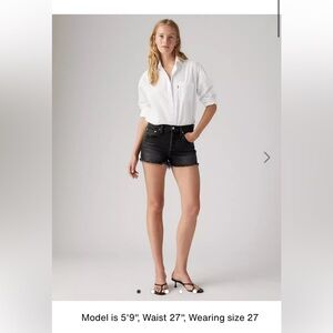 💜 Levi Ribcage Shorts Torn Size 26 Black